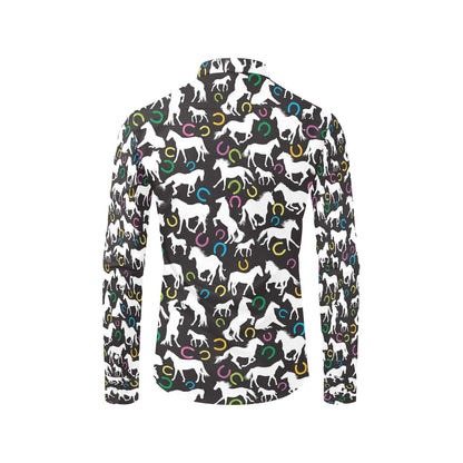 Horse Hoof Colorful Print Design LKS301 Men's Long Sleeve Dress Shirt