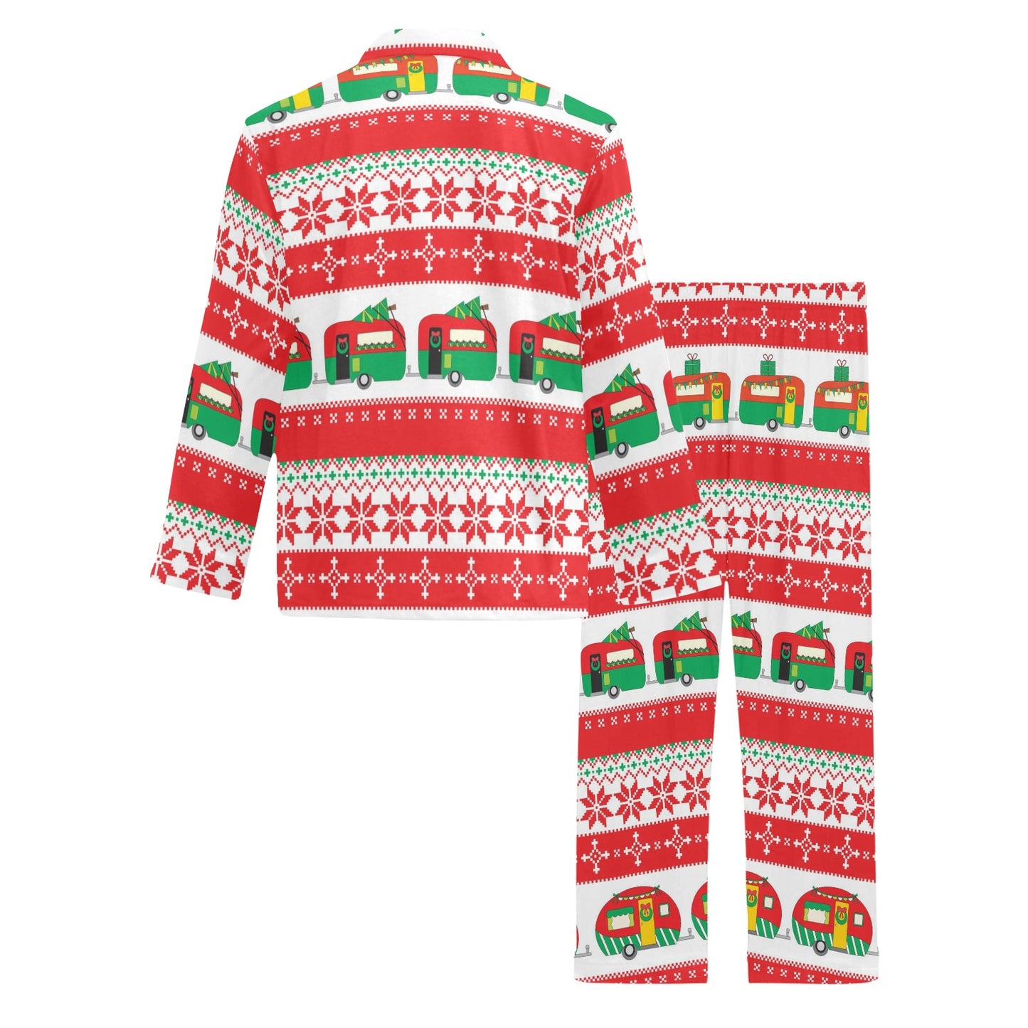 Camper Camping Ugly Christmas Design Print Men's Long Pajama Set