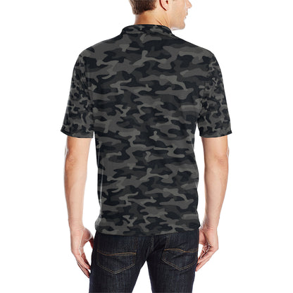 Camo Black Pattern Print Design 02 Men Polo Shirt