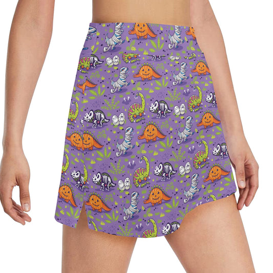 Zombie Dinosaur Print Design LKS302 17" Golf & Pickleball Skort with Pockets