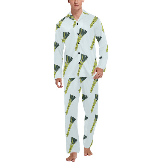Leek Pattern Print Design 03 Men's Long Pajama Set