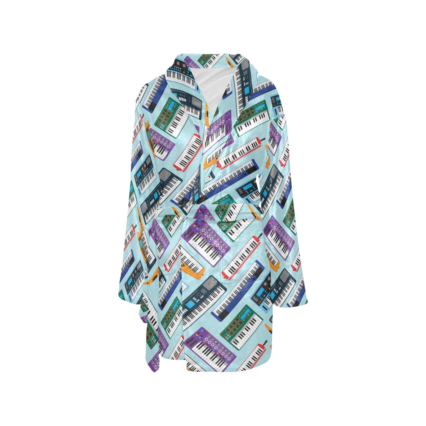 Synthesizer Pattern Print Design 02 Women's Fleece Robe