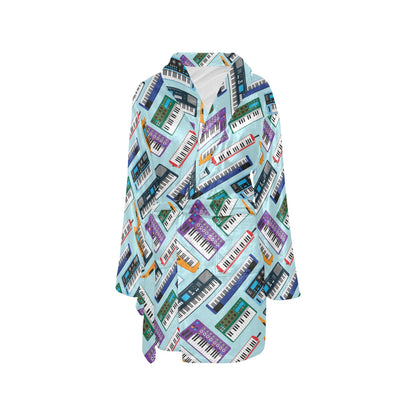 Synthesizer Pattern Print Design 02 Women's Fleece Robe
