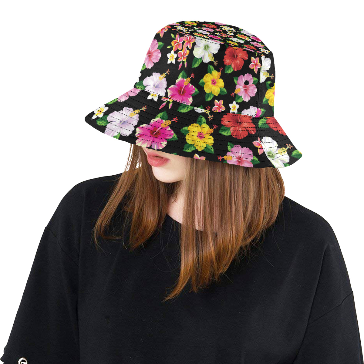 Hibiscus Pattern Print Design HB025 Unisex Bucket Hat
