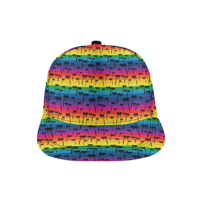 Palm Tree Rainbow Themed Print Snapback Cap