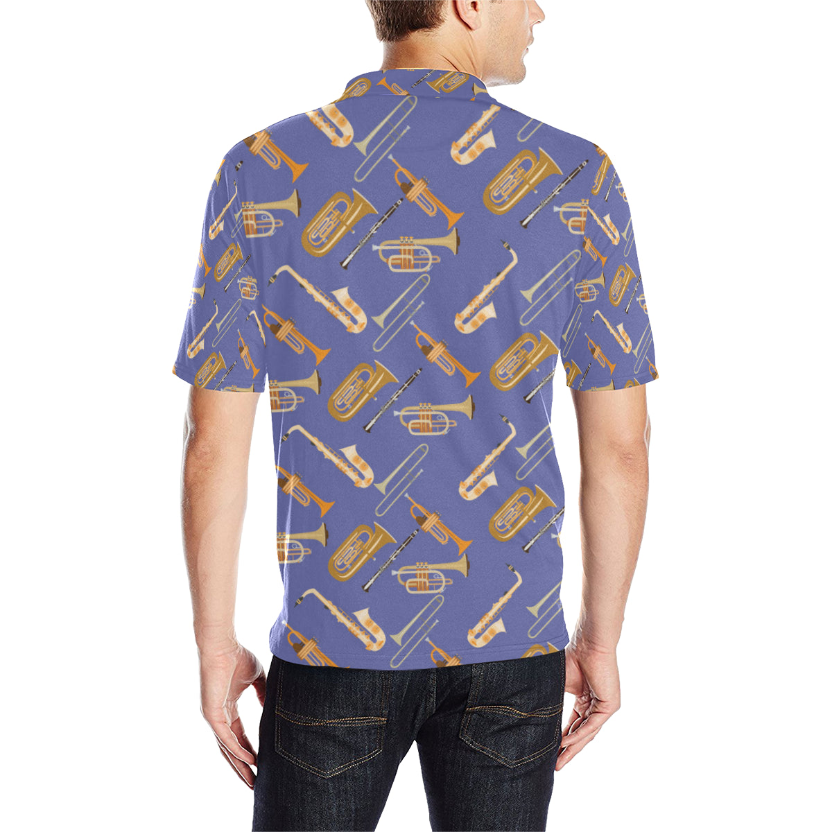 Trombone Pattern Print Design 02 Men Polo Shirt