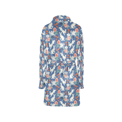 Bunny Pattern Print Design 07 Women's Fleece Robe