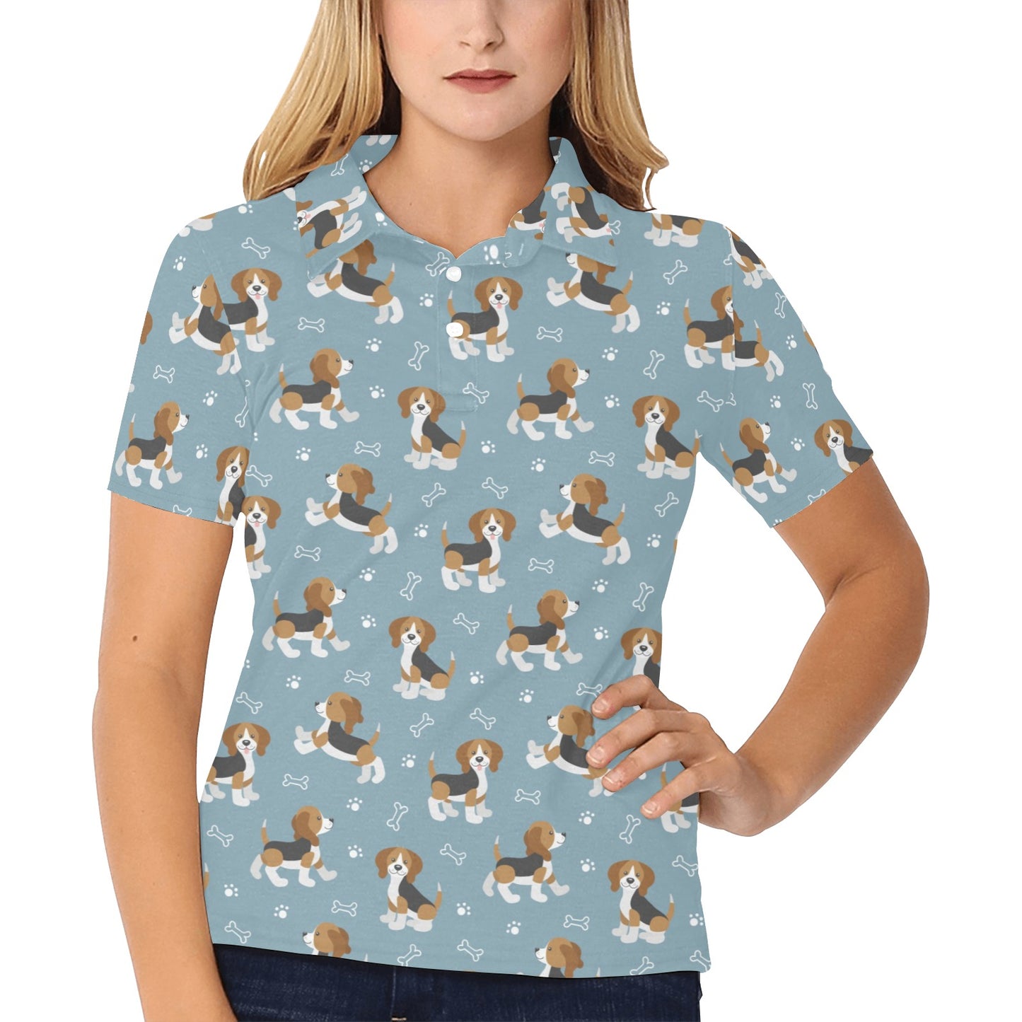 Beagle Pattern Print Design 02 Women's Polo Shirt