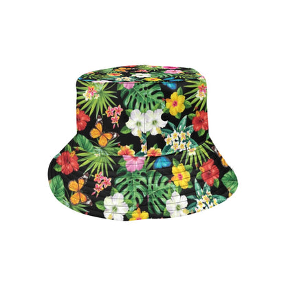 Hibiscus With Butterfly Print Design LKS305 Unisex Bucket Hat