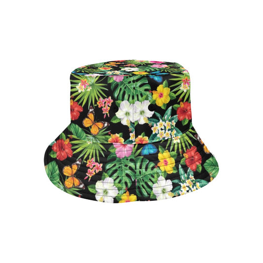 Hibiscus With Butterfly Print Design LKS305 Unisex Bucket Hat