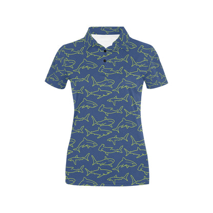 Shark Print Design LKS301 Women's Polo Shirt