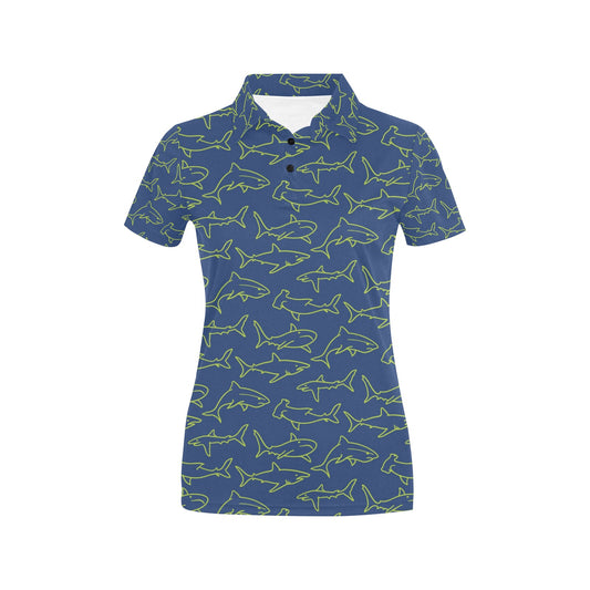 Shark Print Design LKS301 Women's Polo Shirt