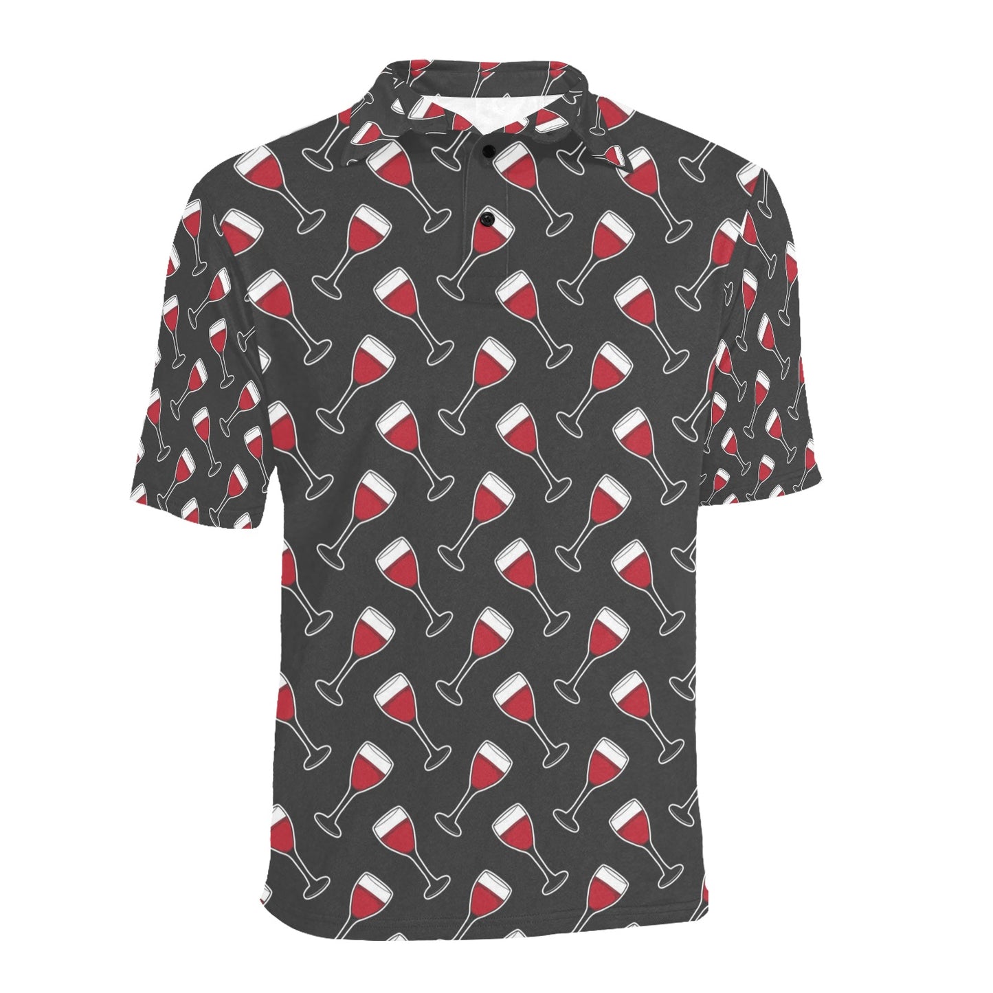 Wine Print Design LKS308 Men Polo Shirt