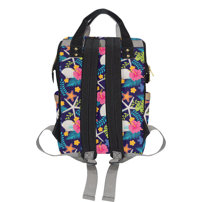 Beach Seashell Floral Theme Diaper Bag Backpack