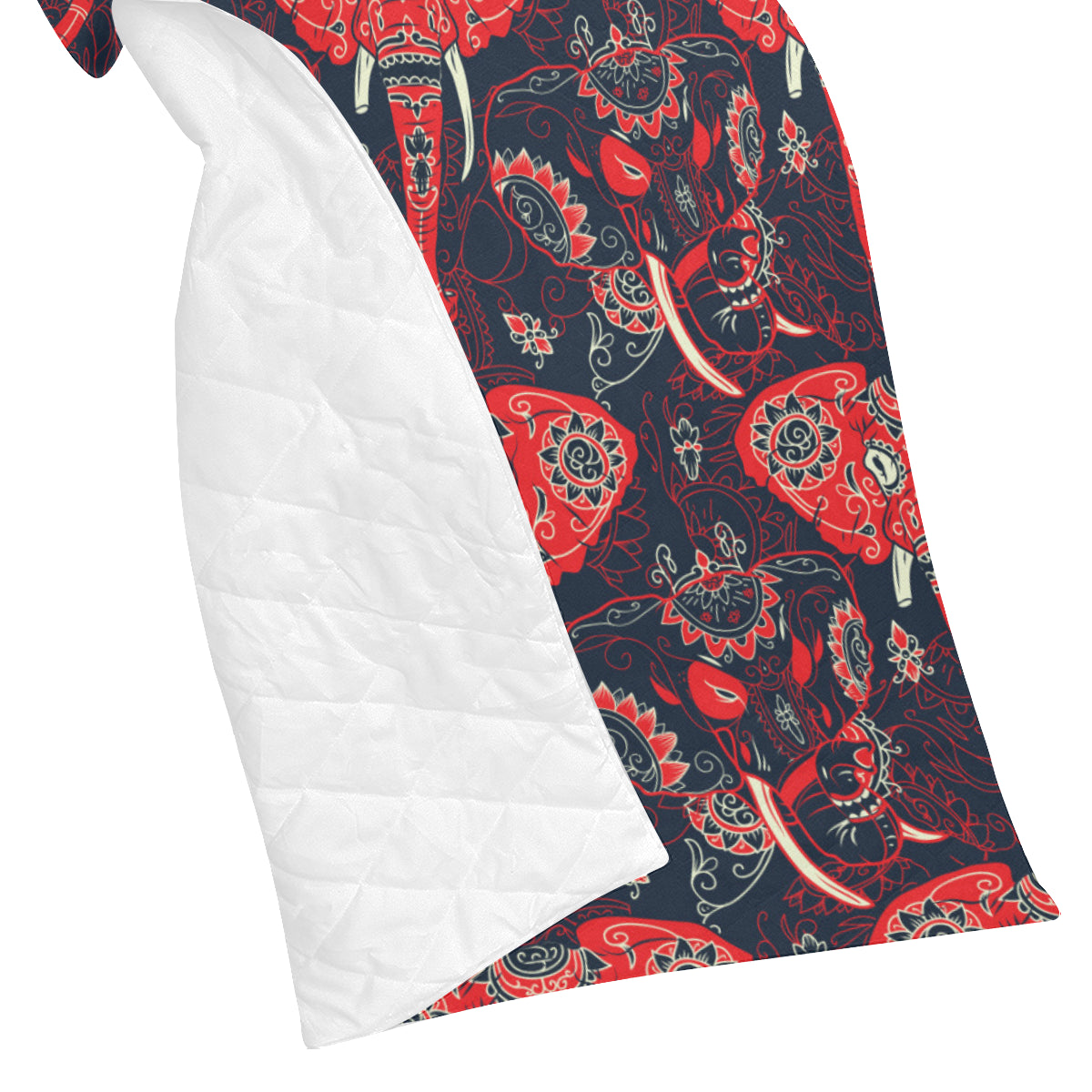 Red Indian Elephant Pattern Premium Quilt