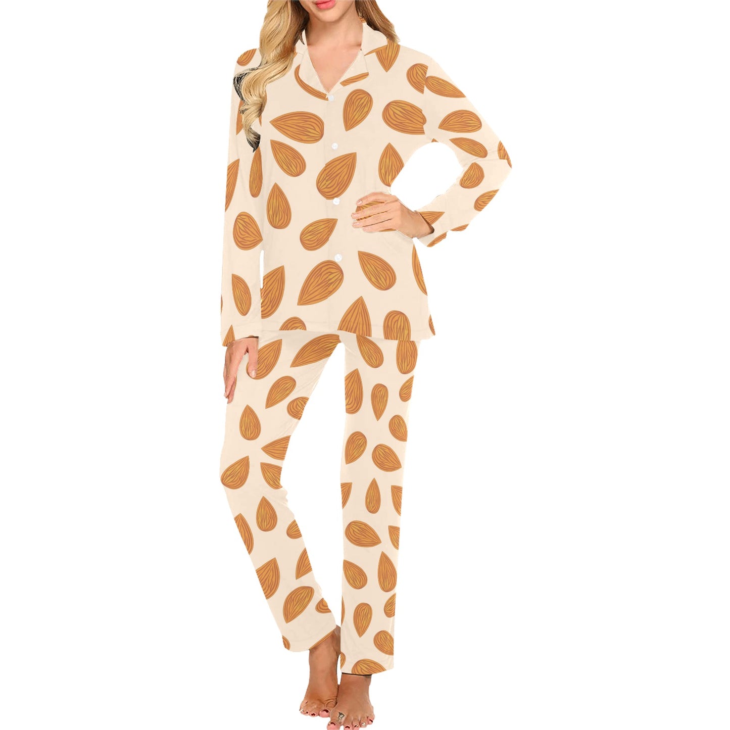 Almond Pattern Print Design 03 Women's Long Pajama Set