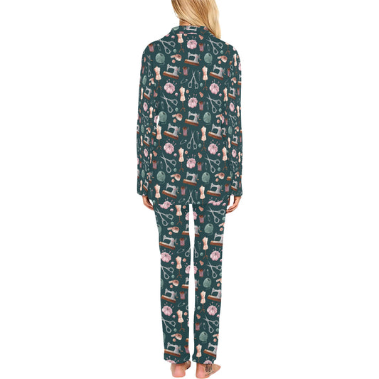 Sewing Equipment Print Design LKS307 Women's Long Pajama Set