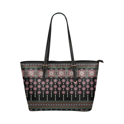 Ethnic Dot Style Print Pattern Leather Tote Bag