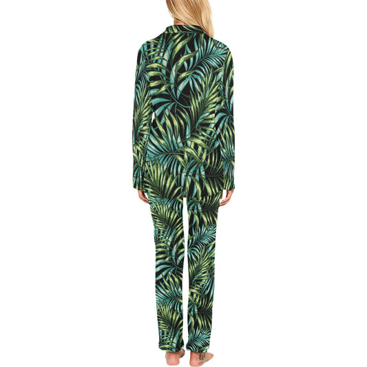 Tropical Flower Pattern Print Design TF08 Women's Long Pajama Set