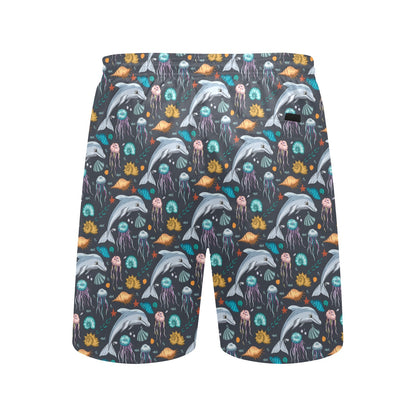 Underwater Dolphin Print Design LKS304 Men's Swim Trunks Beach Shorts
