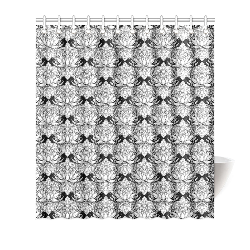 Lotus Mandala Print Pattern Shower Curtain