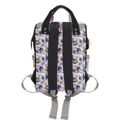 Panda Bear Flower Design Themed Print Diaper Bag Backpack