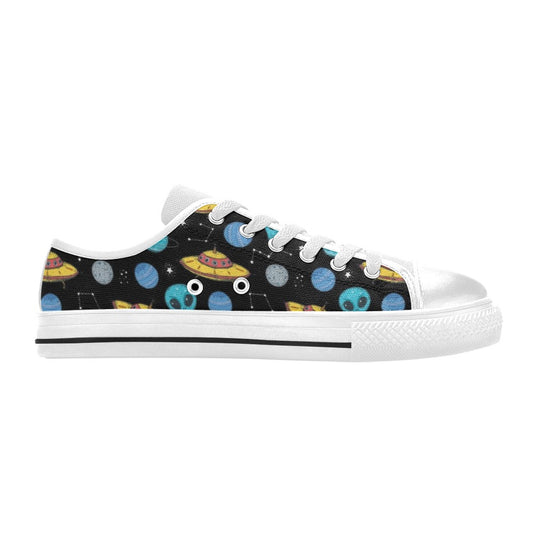 UFO Alien Print Design LKS306 Women's White Low Top Shoes