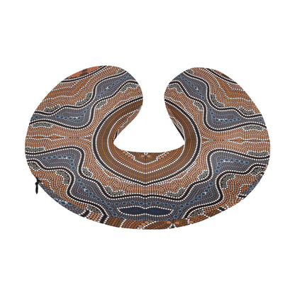 Aboriginal Pattern Print Design 01 U-Shaped Travel Neck Pillow