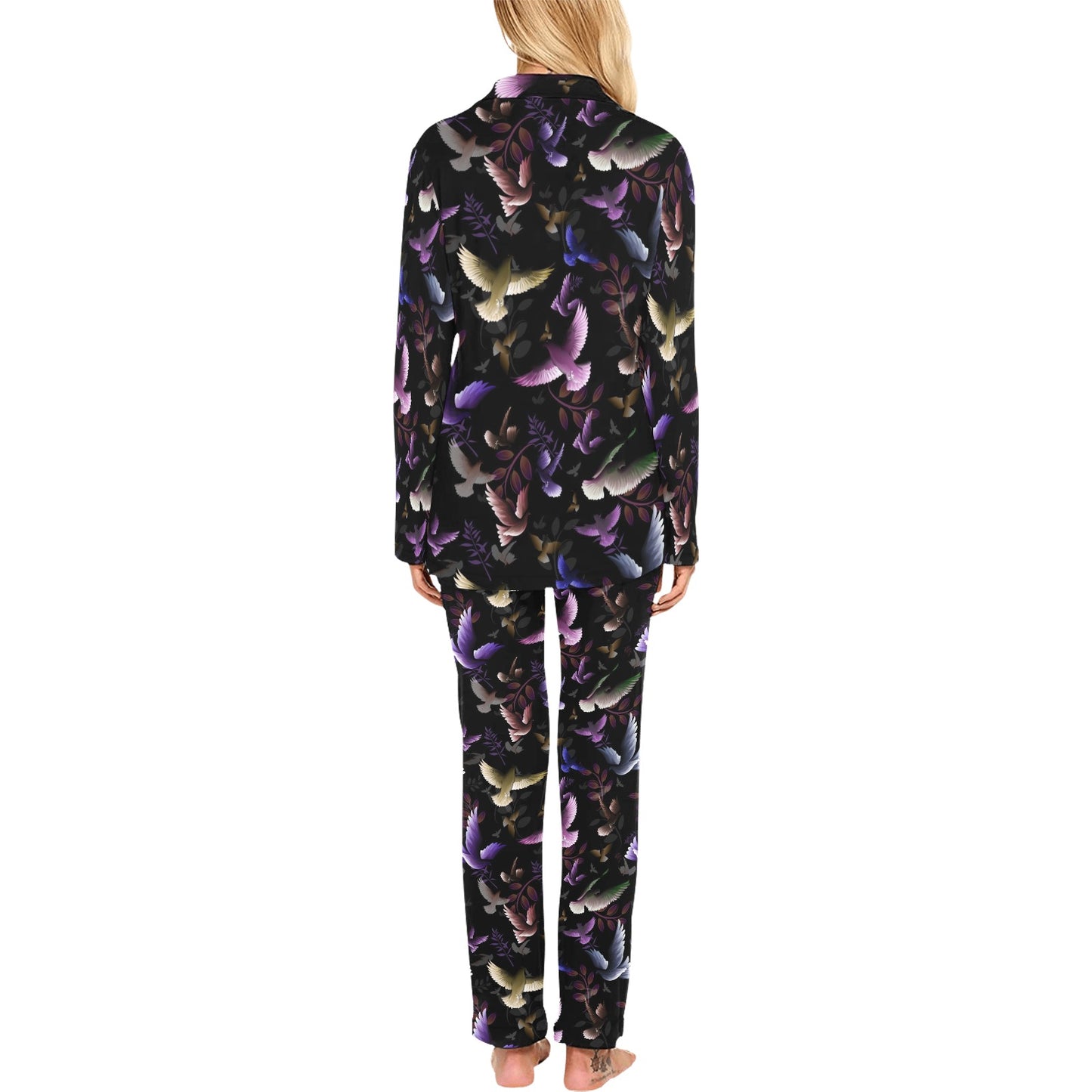 Pigeon Pattern Print Design 01 Women's Long Pajama Set