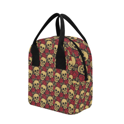 Skull And Roses Print Design LKS302 Insulated Lunch Bag