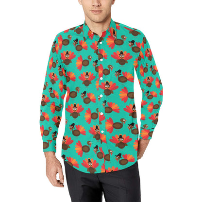 Turkey Print Design LKS402 Men's Long Sleeve Dress Shirt
