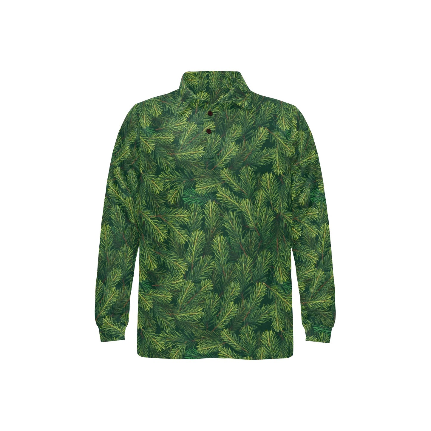 Christmas Tree Pattern Print Design 02 Long Sleeve Polo Shirt For Men's