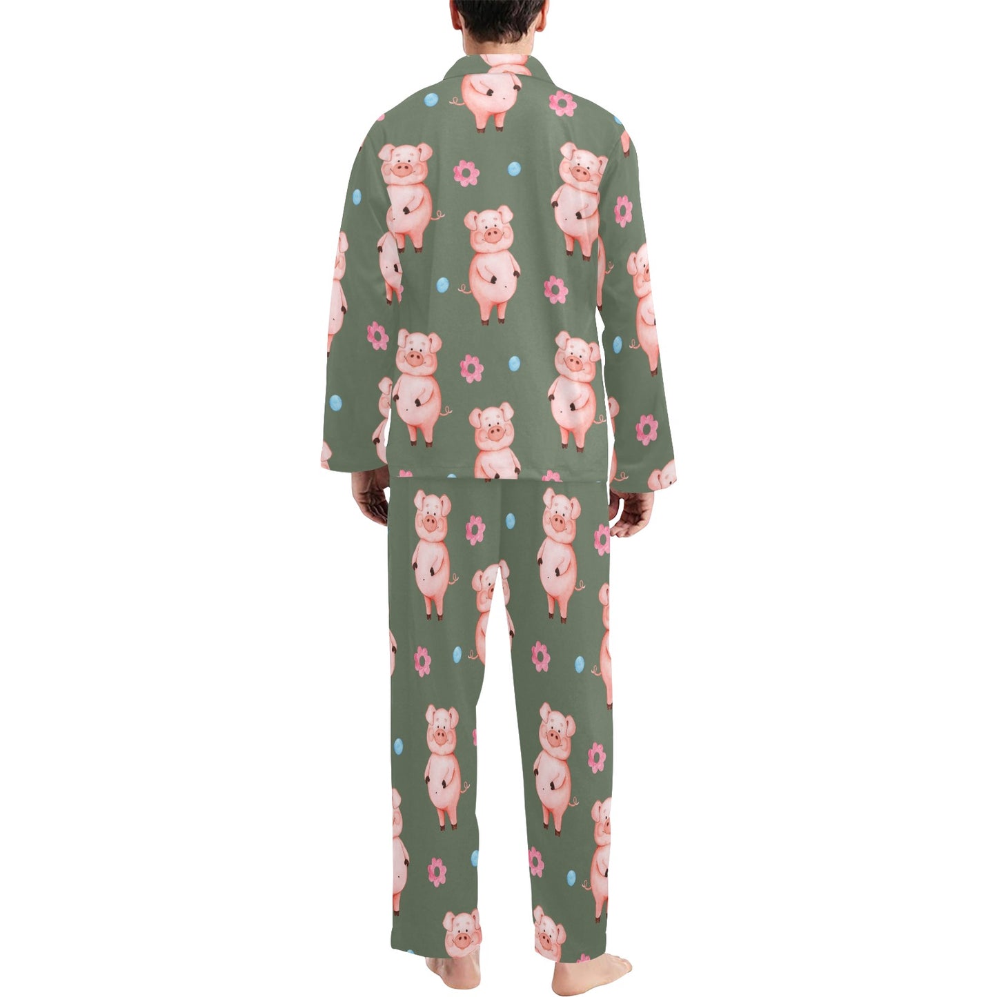 Pig Pattern Print Design 03 Men's Long Pajama Set