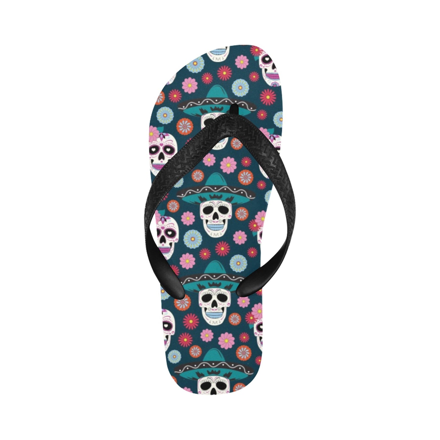 Sugar Skull Print Design LKS308 Flip Flops