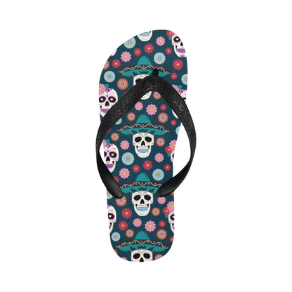 Sugar Skull Print Design LKS308 Flip Flops