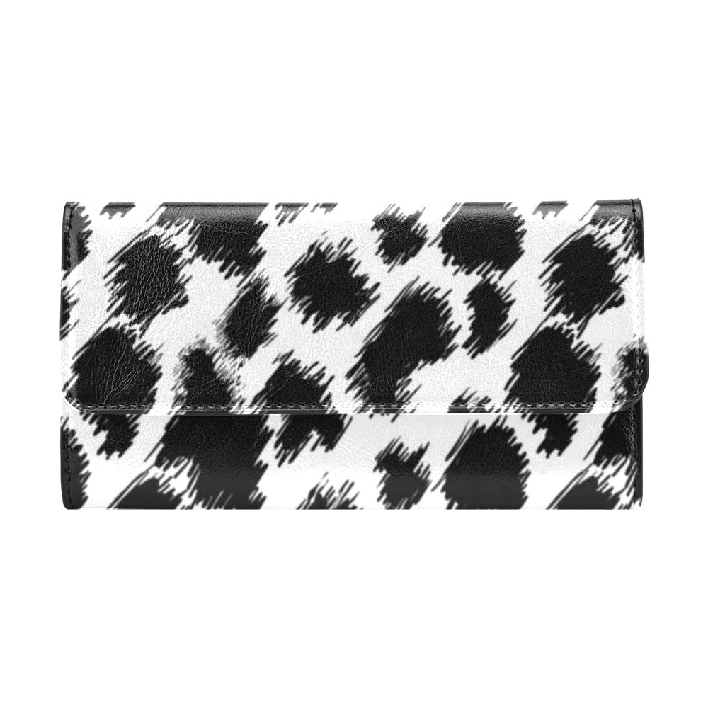 Cheetah Black Print Pattern Women's Trifold Wallet