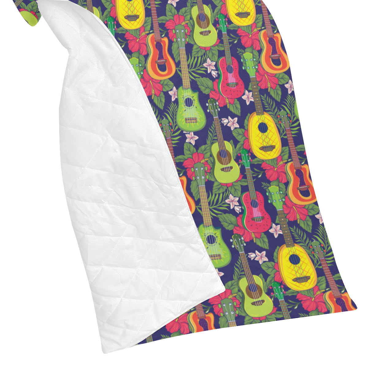 Ukulele Tropical Pattern Print Design 03 Premium Quilt