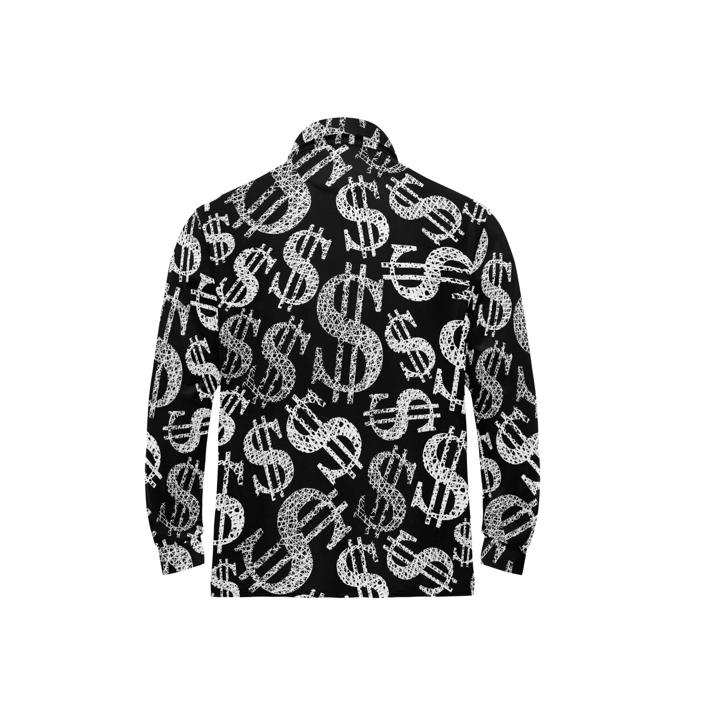 Money Pattern Print Design 02 Long Sleeve Polo Shirt For Men's