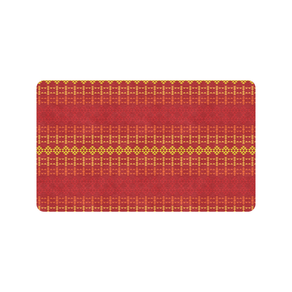 Southwest Red Gold Design Themed Print Rubber Doormat