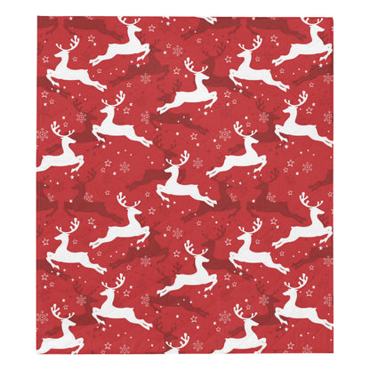 Reindeer Red Pattern Print Design 01 Premium Quilt