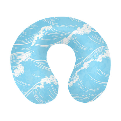 Ocean Wave Pattern Print Design A01 U-Shaped Travel Neck Pillow