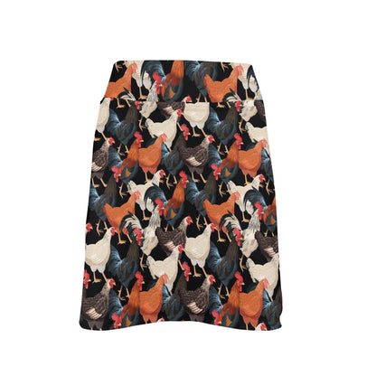 Chicken Print Pattern 17" Golf & Pickleball Skort with Pockets