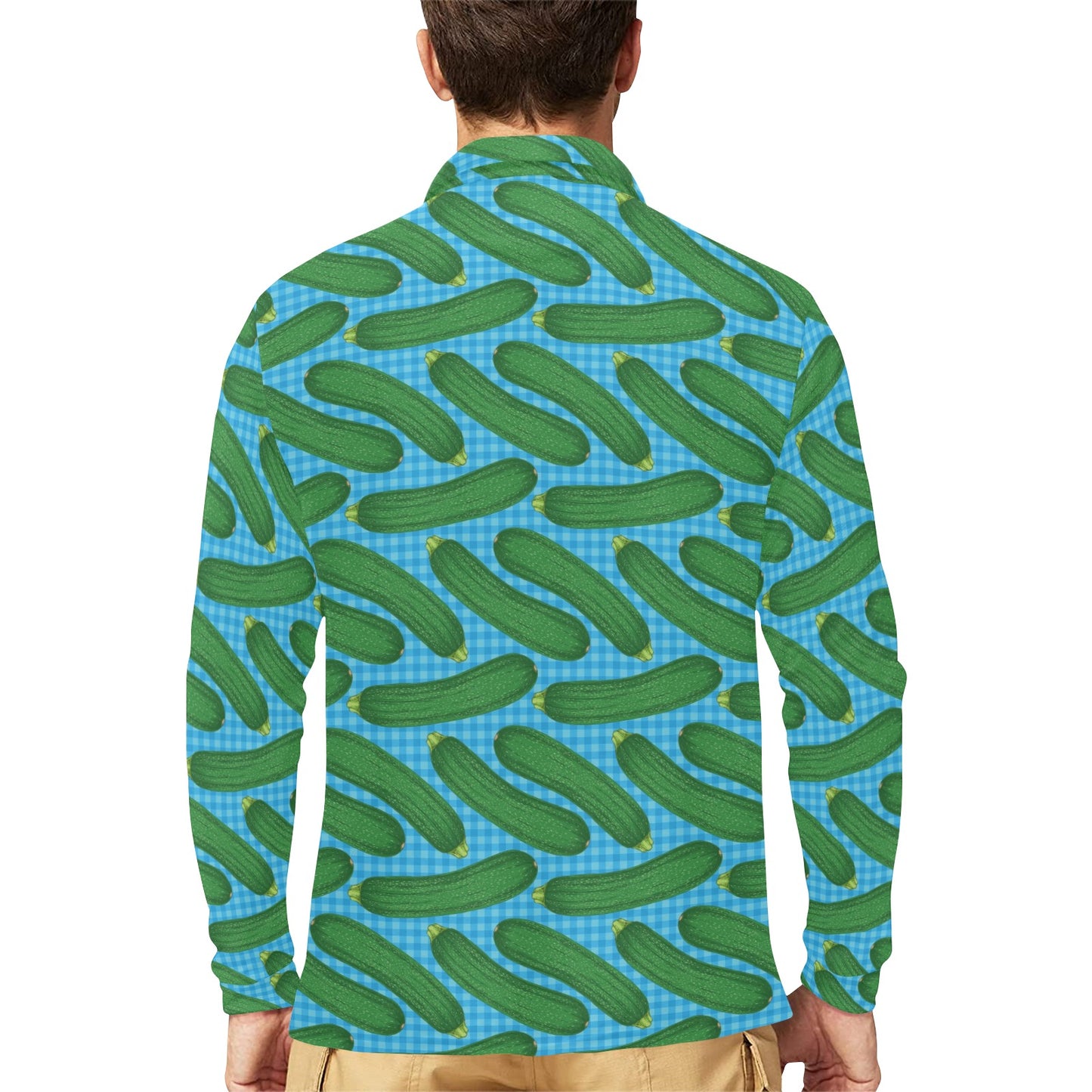 Zucchini Print Design LKS301 Long Sleeve Polo Shirt For Men's