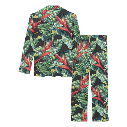 Bird Of Paradise Pattern Print Design BOP06 Women's Long Pajama Set