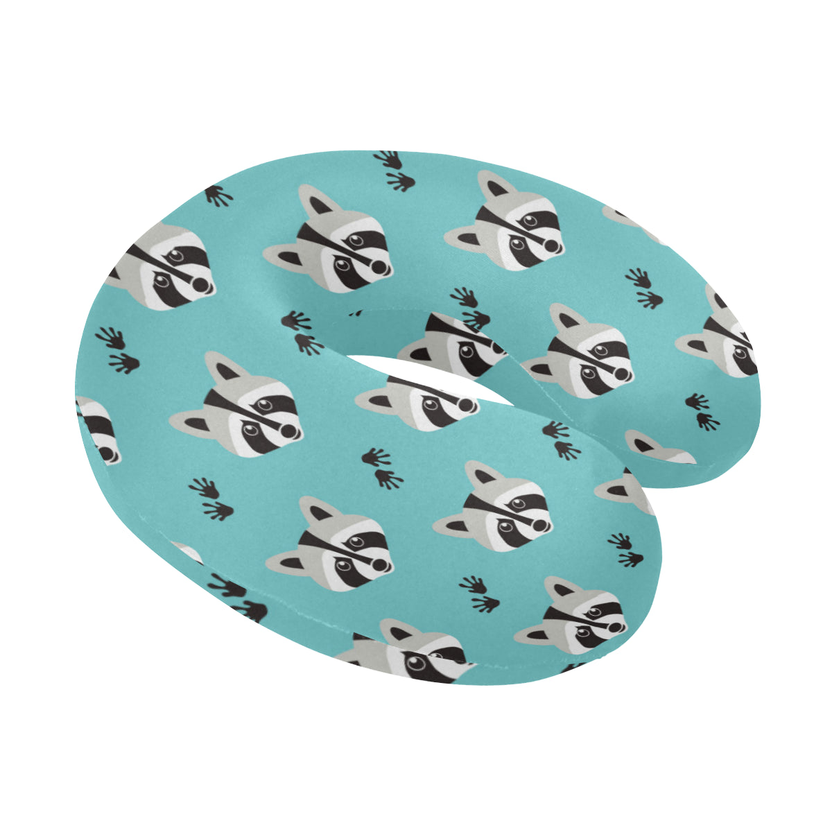 Raccoon Pattern Print Design A01 U-Shaped Travel Neck Pillow