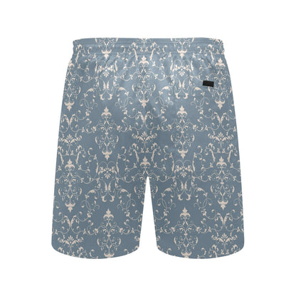 Damask Elegant Teal Print Pattern Men's Swim Trunks Beach Shorts