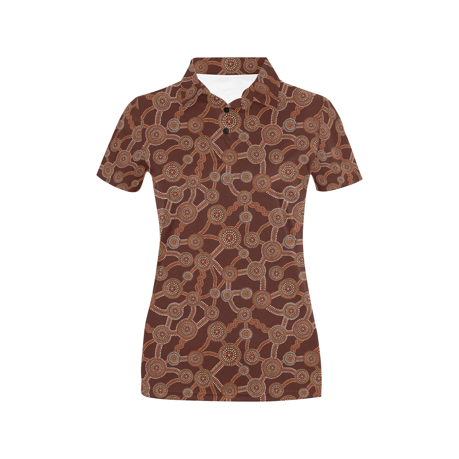 Aboriginal Pattern Print Design 03 Women's Polo Shirt