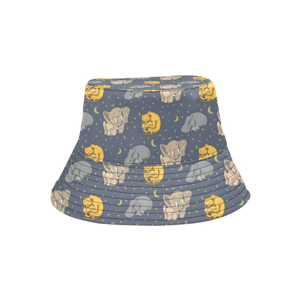 Safari Elephant Lion Print Design LKS303 Unisex Bucket Hat