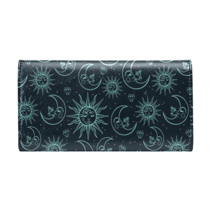 Sun Moon Magic Design Themed Print Women's Trifold Wallet