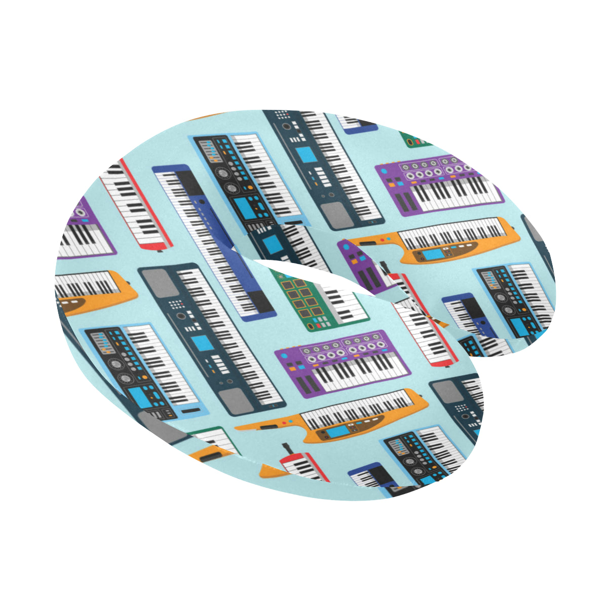 Synthesizer Pattern Print Design 02 U-Shaped Travel Neck Pillow